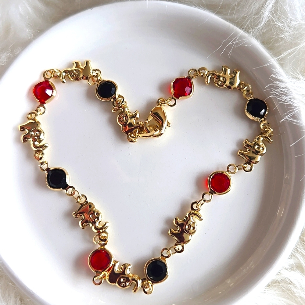 💛 New 18K Gold-plated Chain Link Elephants Ankle Anklet 10" 💛